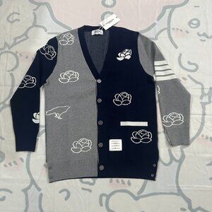 Thom Browne V-Neck Four-Stripe Color-Block Jacquard Cardigan Unisex